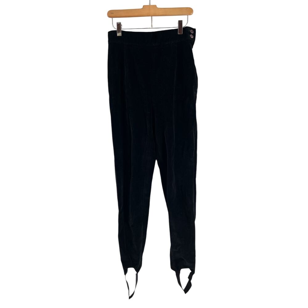 Vintage Charter Club Jane Justin High Waisted Black Velvet Stirrup Pants